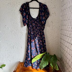 Susina Navy Floral Midi Dress